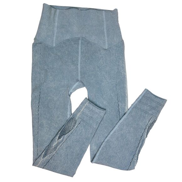 Free People FP Movement Running Through My Mind Blue High Rise Leggings sz L EUC - Picture 3 of 14